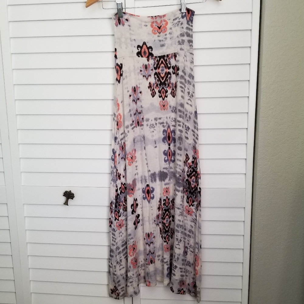 Pink/Grey Boho Tie Dye Maxi Skirt XS S